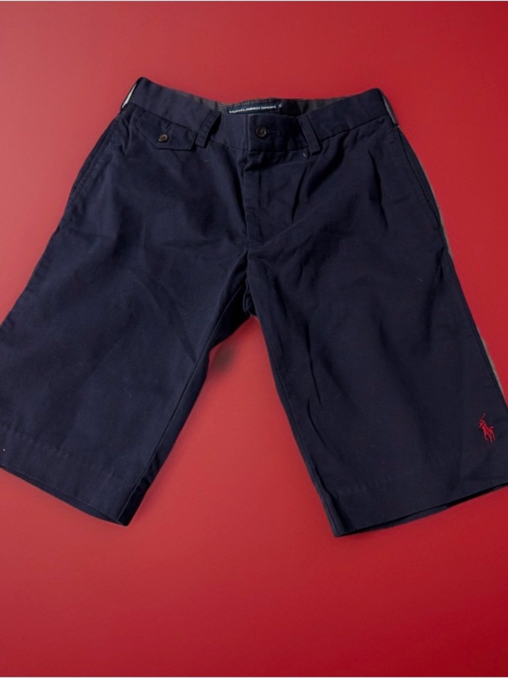 Polo by Ralph Lauren Navy Flat-Front Cotton Shorts